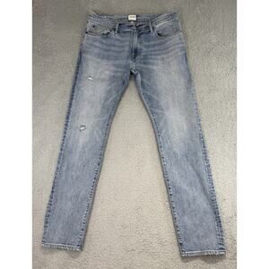 Todd Snyder Mens 34x32.5 Slim Fit Stretch Destressed Jeans Med Indigo